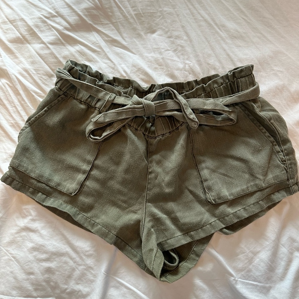 Green tie shorts